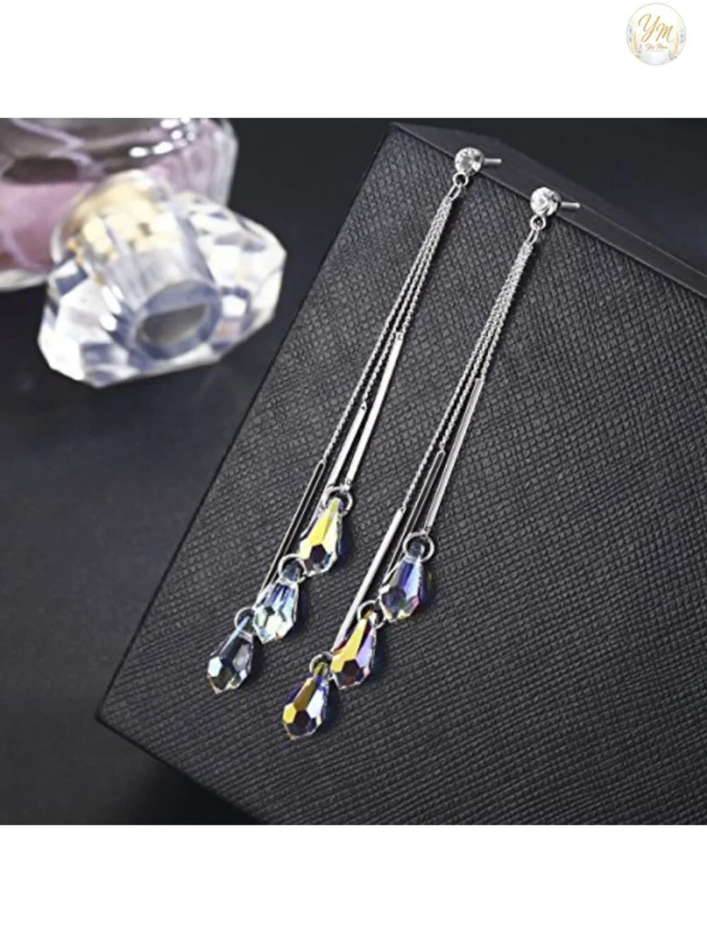 Platinum-Plated Color Change Multi-Teardrop Earrings Aurora Borealis Austrian